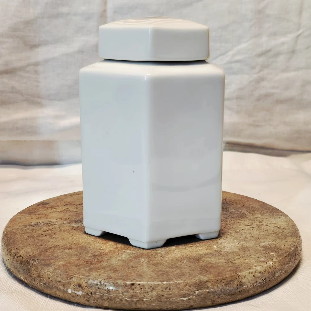 COMING SOON Pier 1 Imports White Porcelain Hexagonal Tea Jar 5